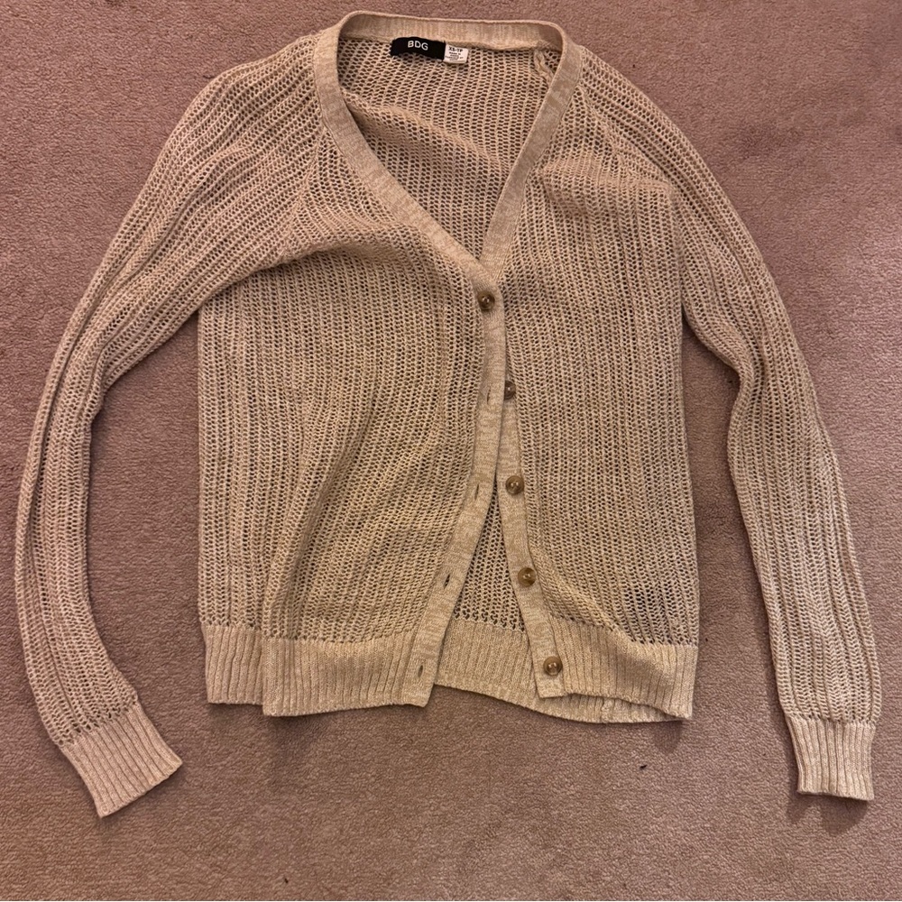 Urban Outfitters open knit beige cardigan